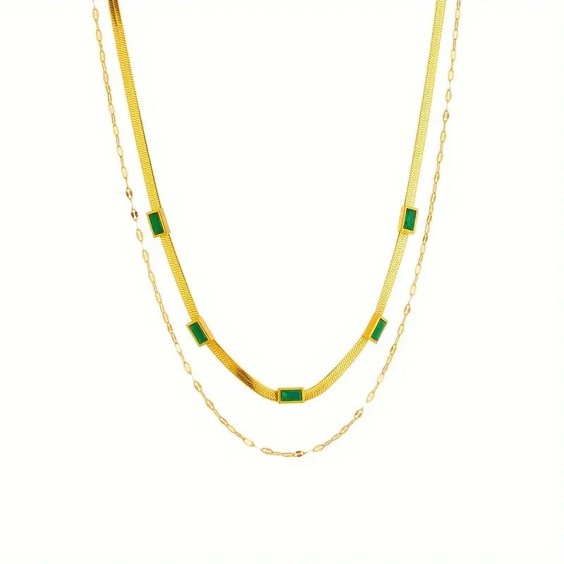 Lucia Double-Layer Emerald Necklace