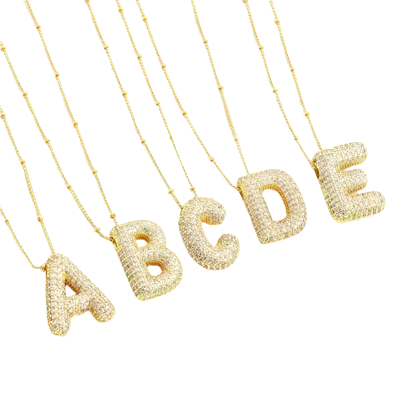 Gold Bubble Letter Necklace