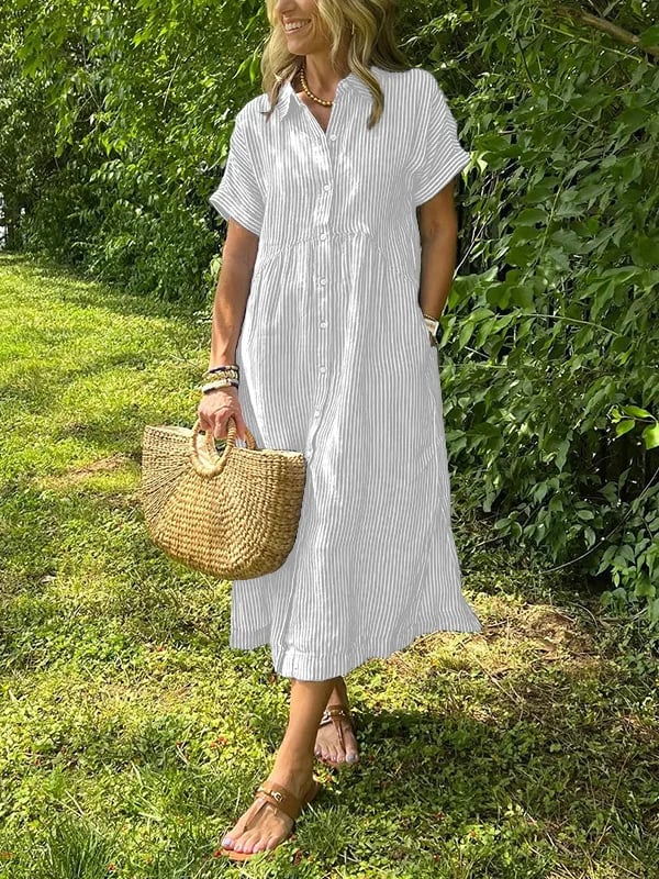 Ishka™ | Striped Shirt Dress