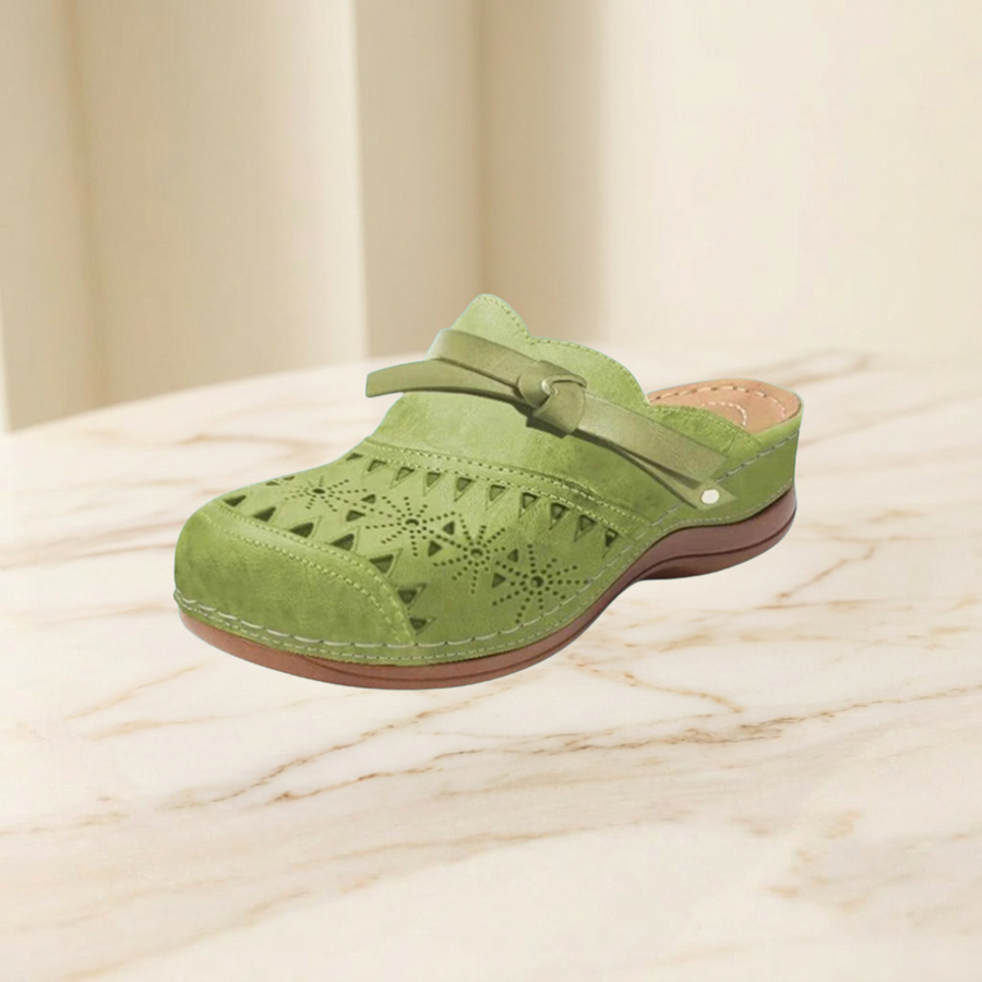 Patricia - Bow Hollow Out Flat Mules