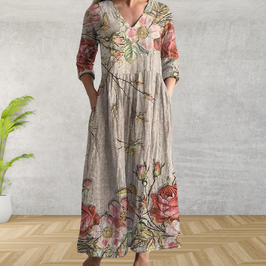 Yulya™ | Elegant Floral Midi Dress