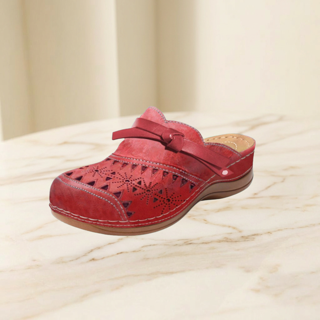 Patricia - Bow Hollow Out Flat Mules