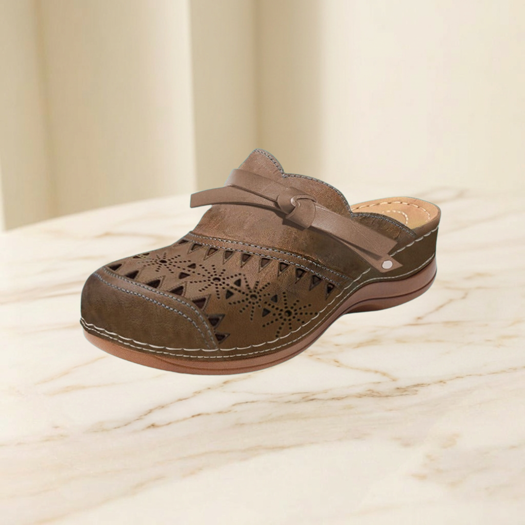 Patricia - Bow Hollow Out Flat Mules