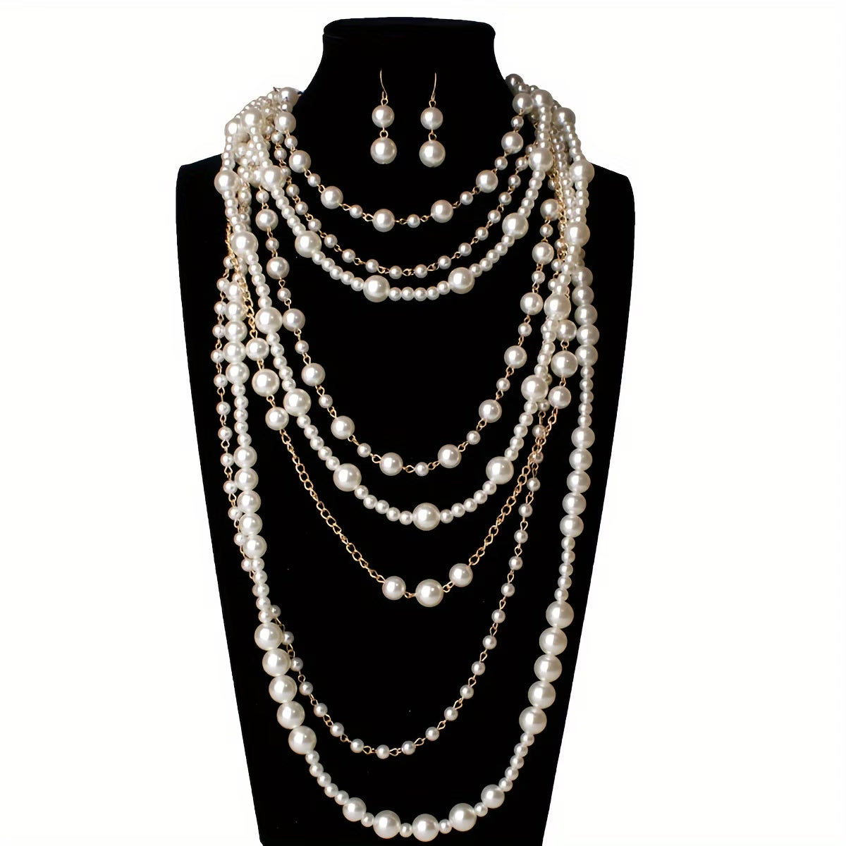 Boho Multi-Layered Pearl Statement Set