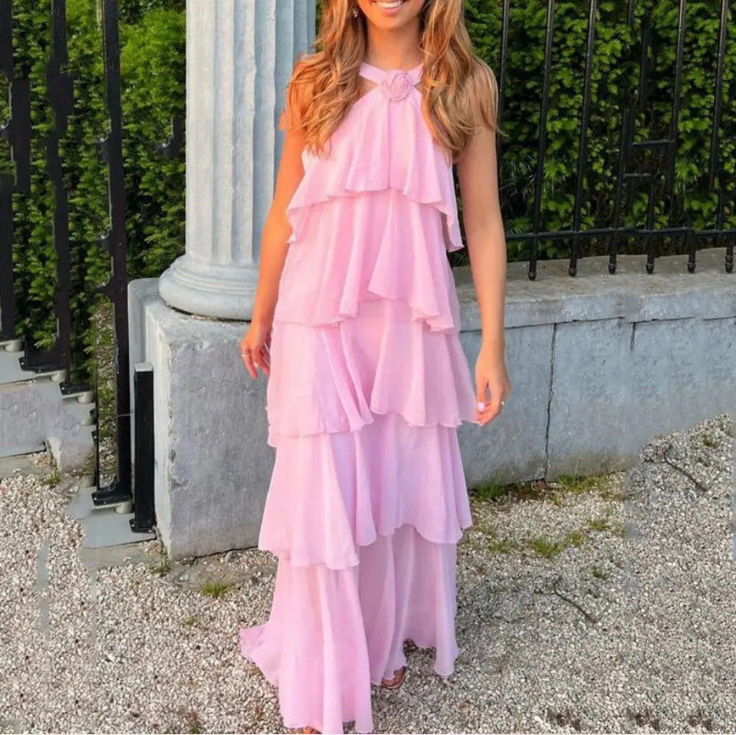 Ayelet™ | Halterneck Ruffle Maxi Dress