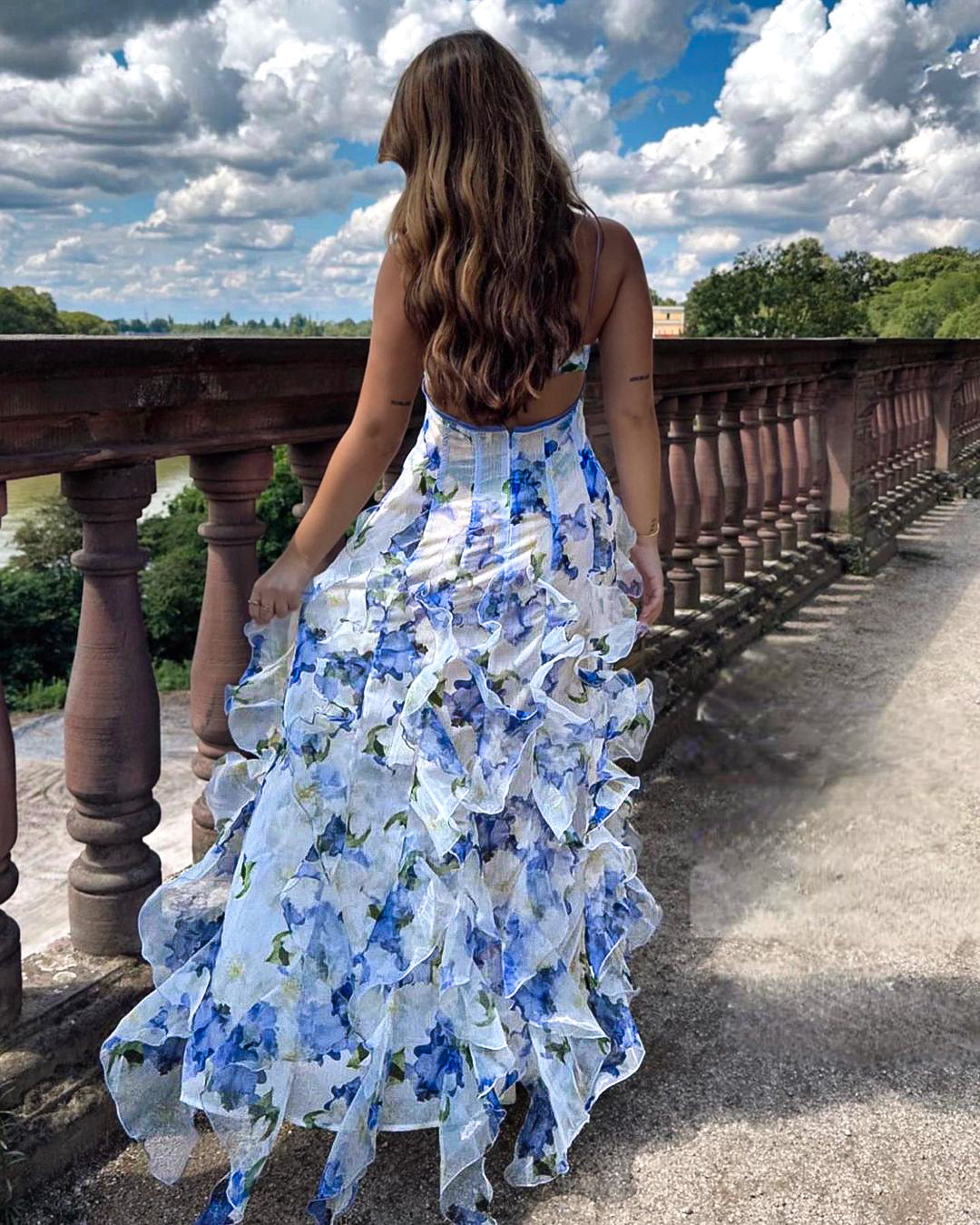 Uri™ | Ruffled Floral Midi Dress