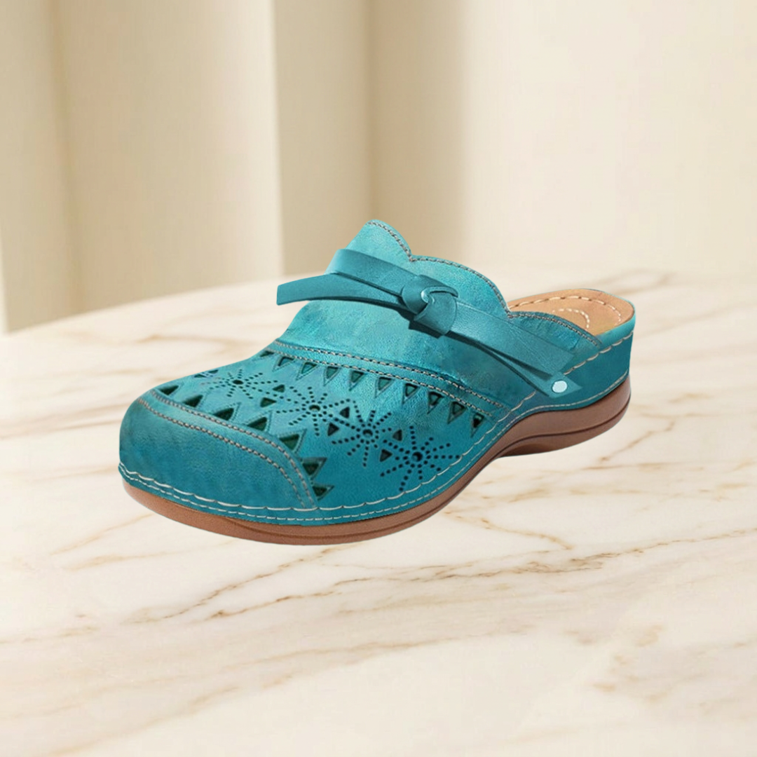 Patricia - Bow Hollow Out Flat Mules