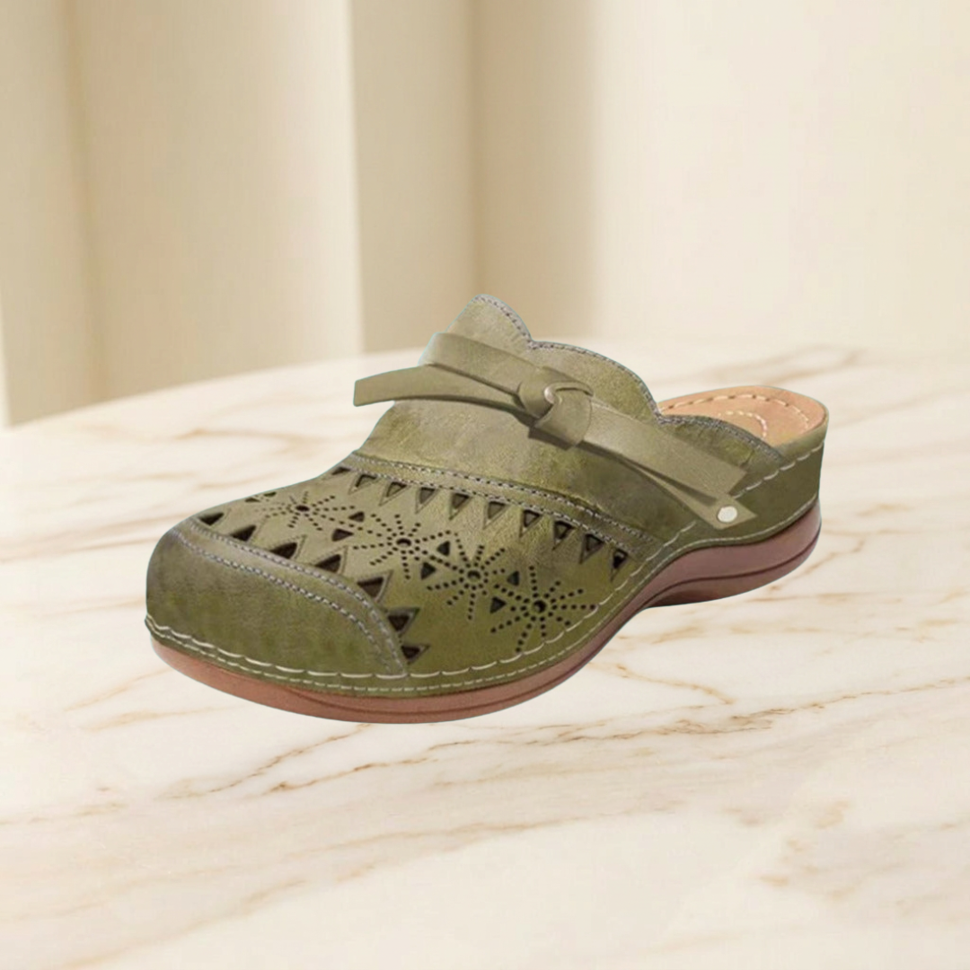 Patricia - Bow Hollow Out Flat Mules