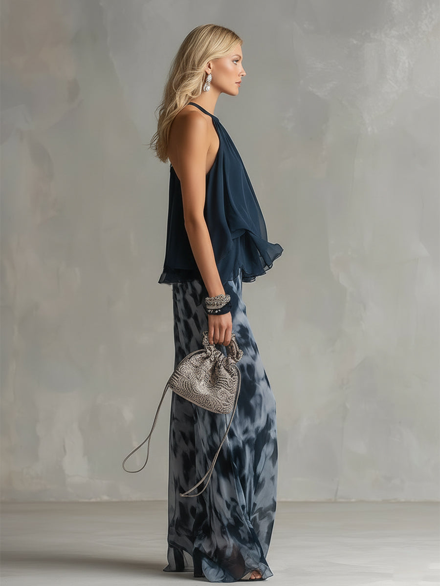 Elise | Elegant and lightweight suit with fluid top and wide trousers