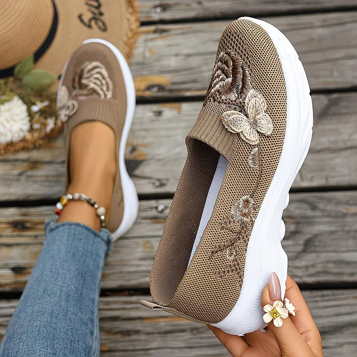Carolyn - Butterfly Embroidered Loafers
