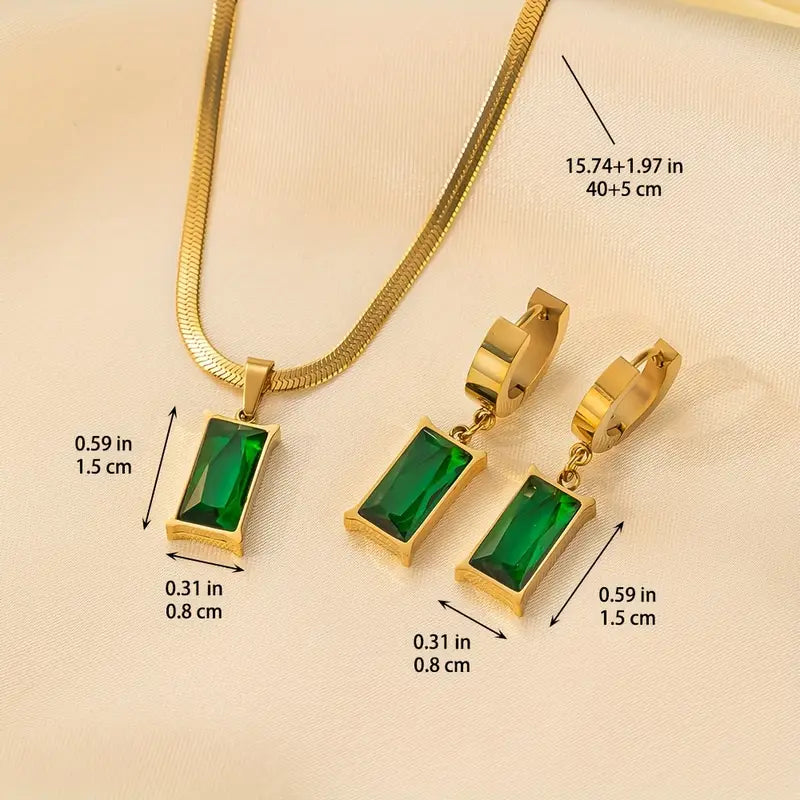 Luxe Emerald Necklace & Earring Set