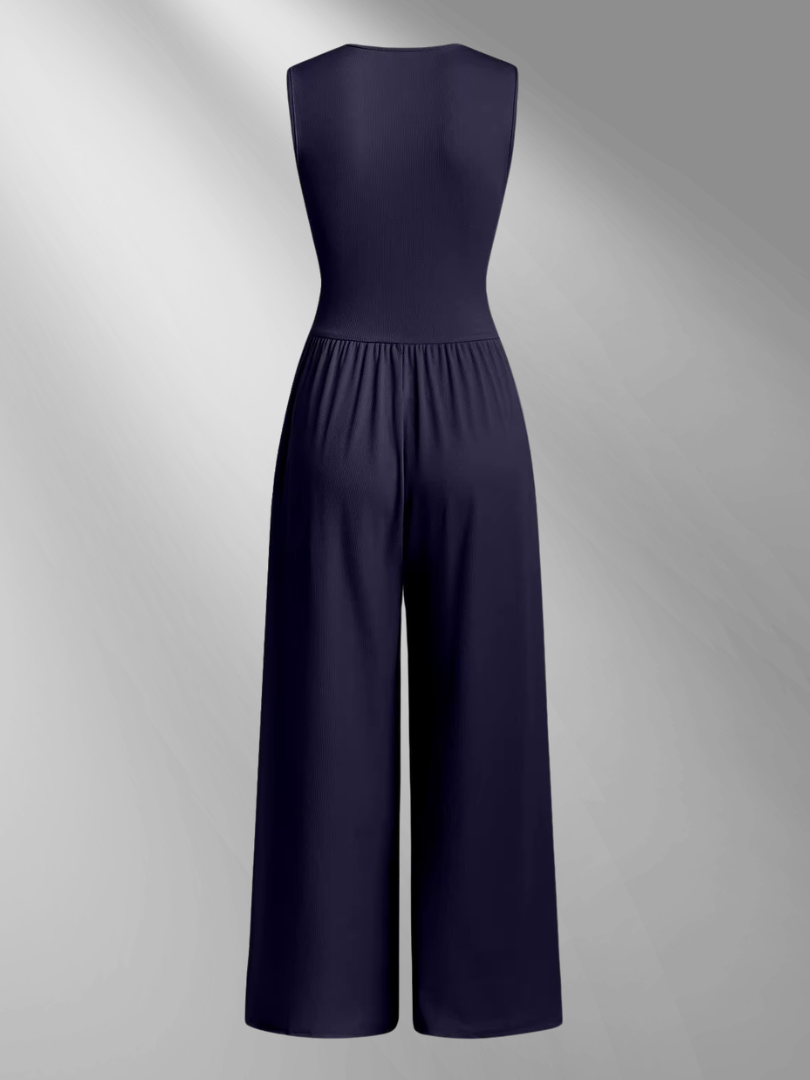 CHARITY | Textured Chic Sleeveless Wide-Leg Jumpsuit