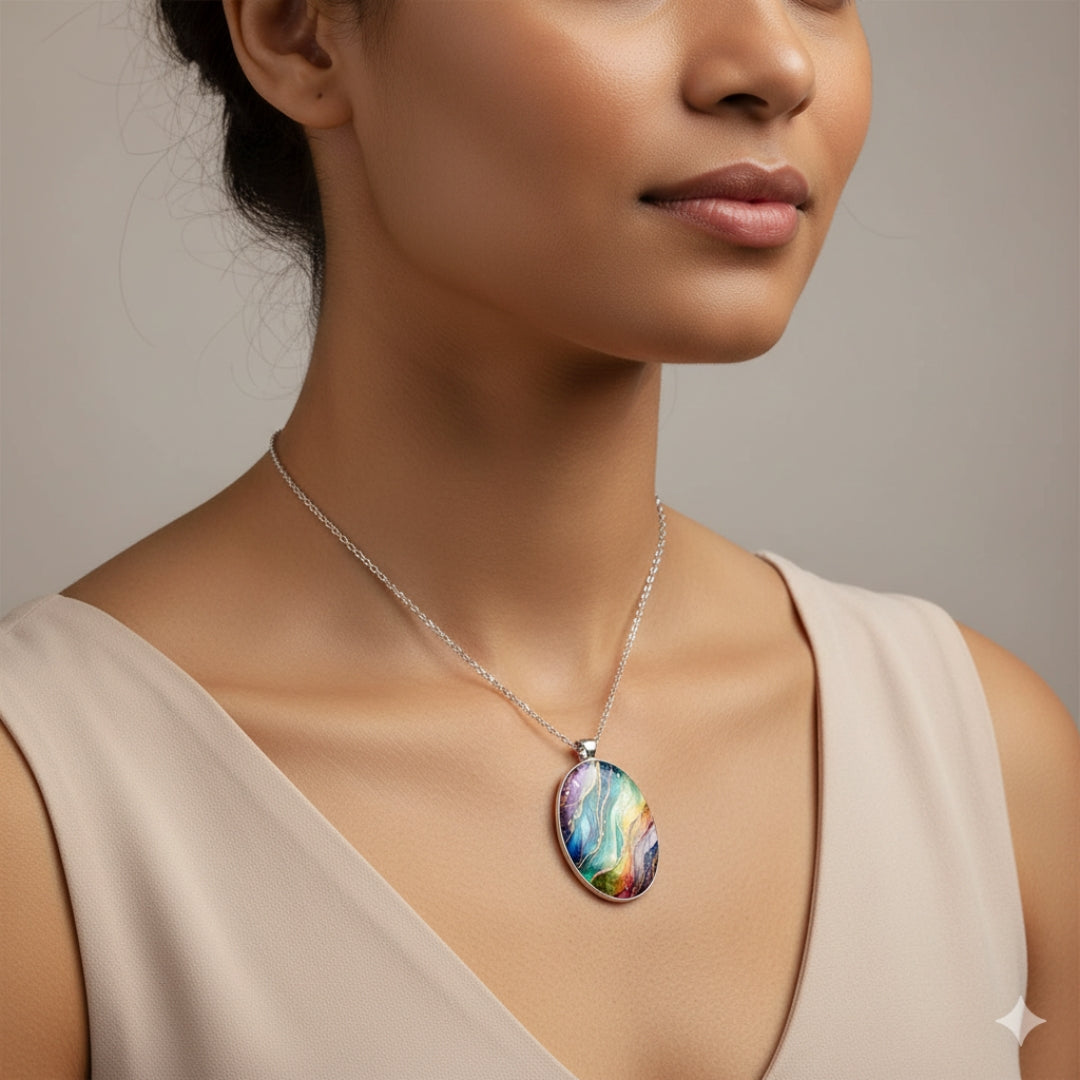 Artisan Rainbow Swirl Pendant Necklace