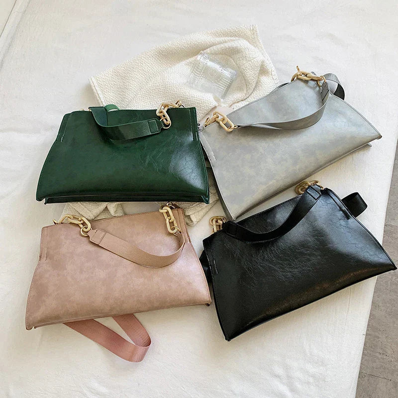 Chic Soft Leather Shoulder Bag - Spacious Fashion Handbag