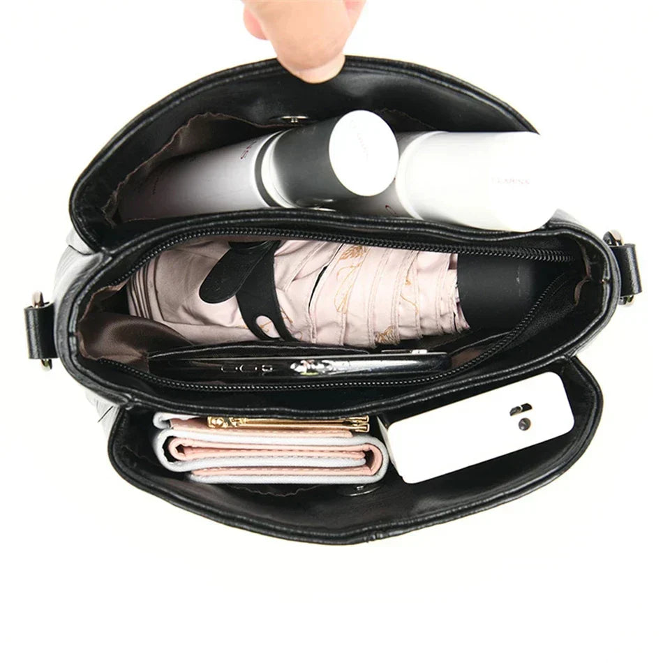 Chic Embroidered Leather Tote and Crossbody Bag for Women