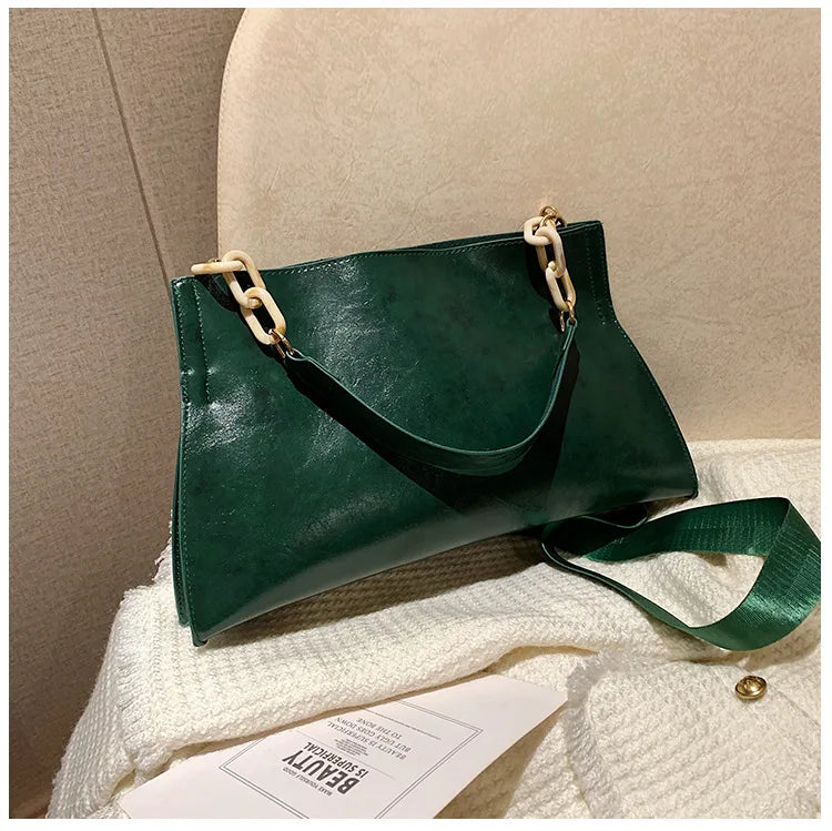 Chic Soft Leather Shoulder Bag - Spacious Fashion Handbag