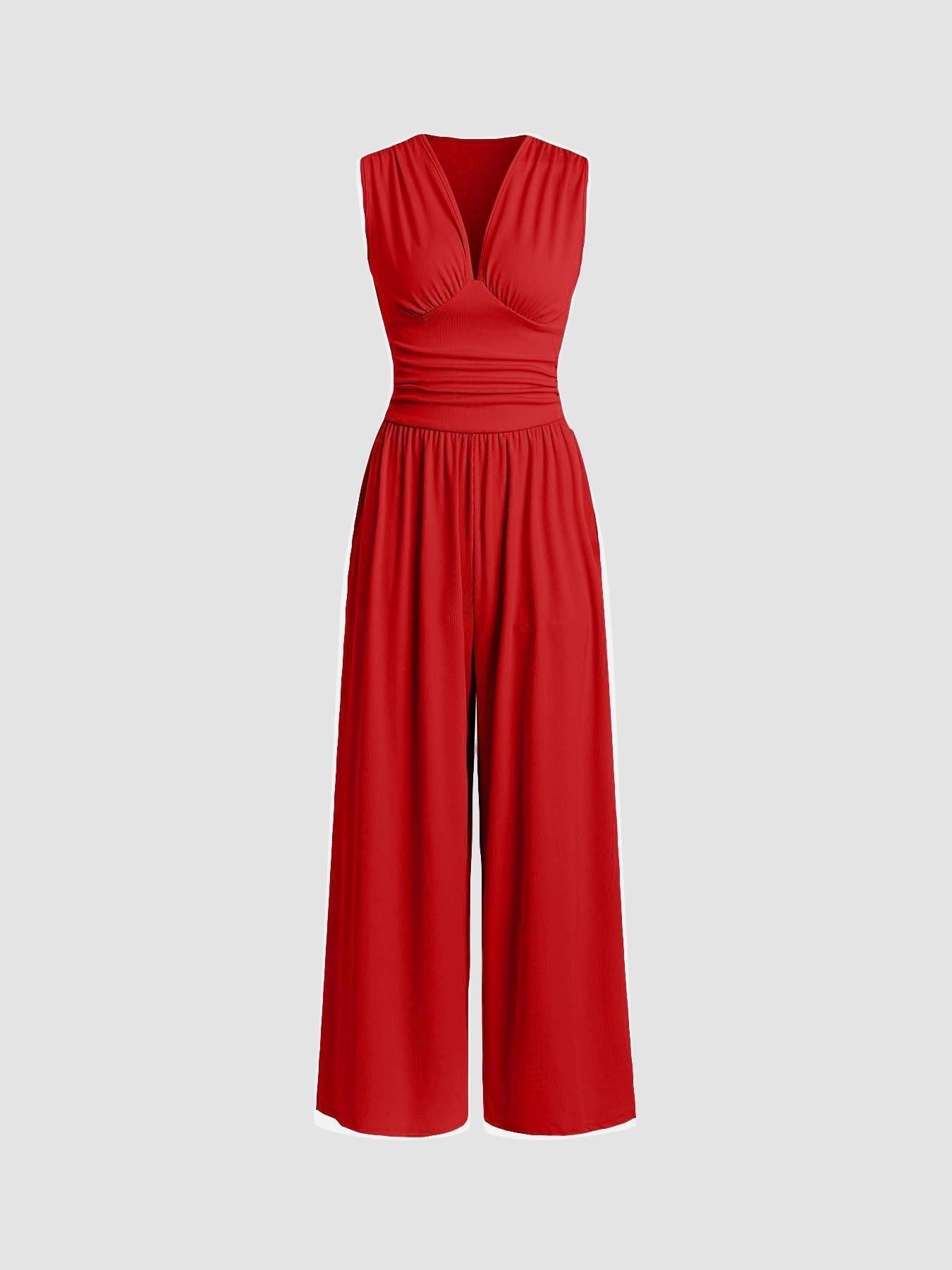 CHARITY | Textured Chic Sleeveless Wide-Leg Jumpsuit