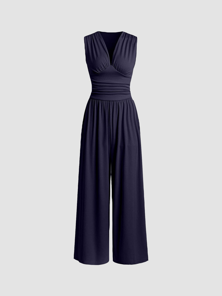 CHARITY | Textured Chic Sleeveless Wide-Leg Jumpsuit