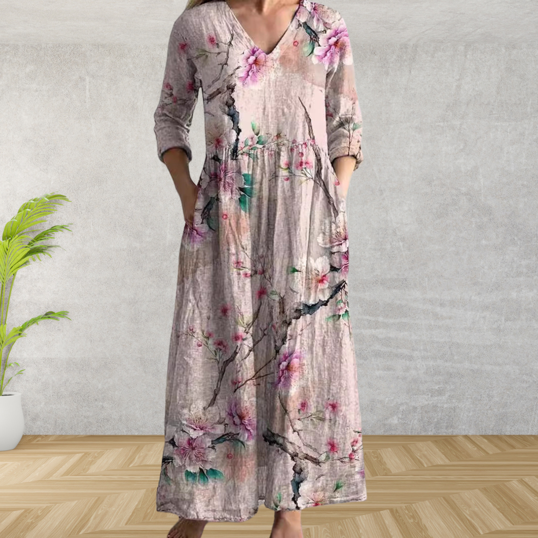 Yulya™ | Elegant Floral Midi Dress