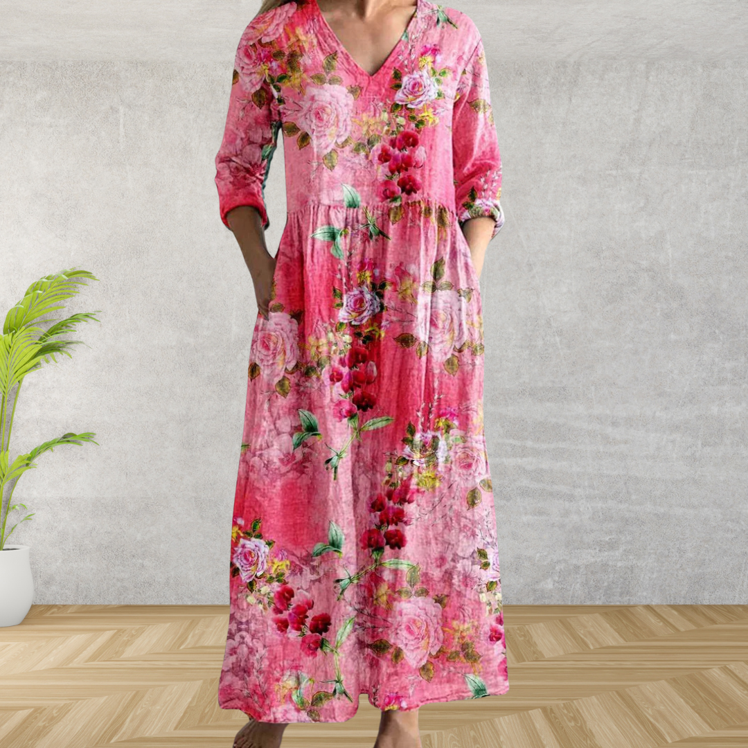 Yulya™ | Elegant Floral Midi Dress
