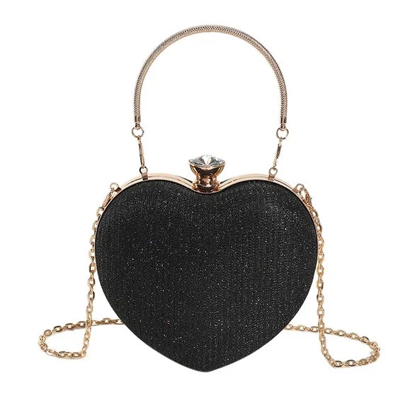 Glossy Heart-Shaped Metal Purse