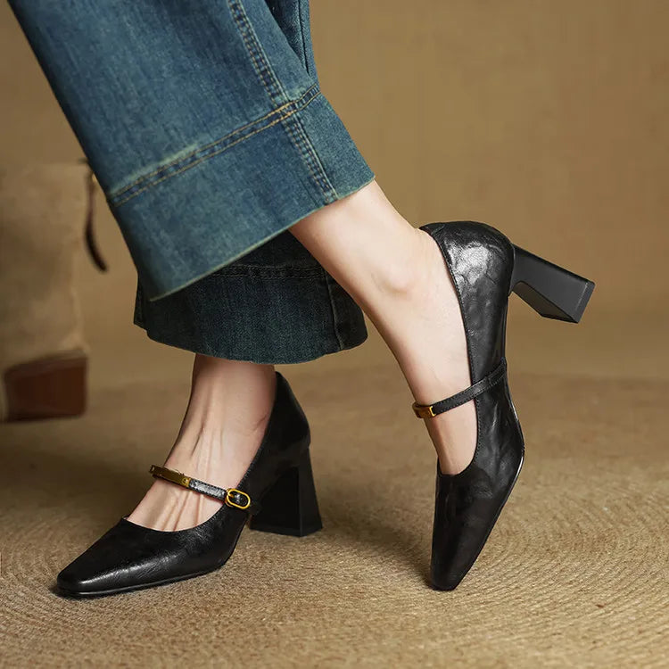 Maela Genuine Leather Heels