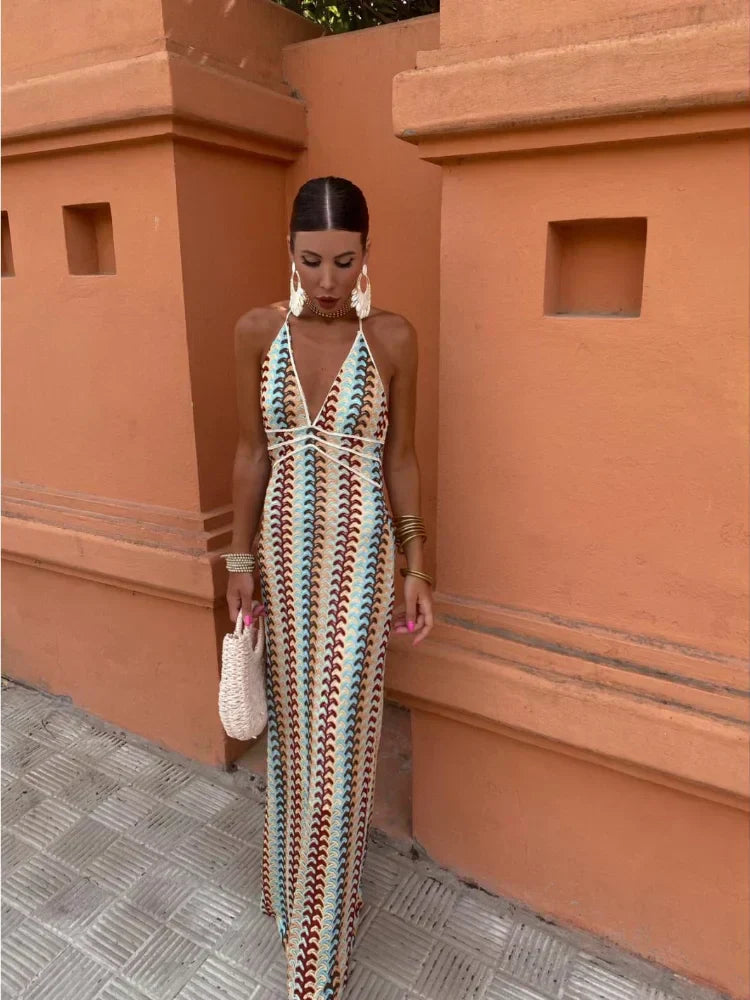 Naama-Lee™ | Backless V-Neck Maxi Dress