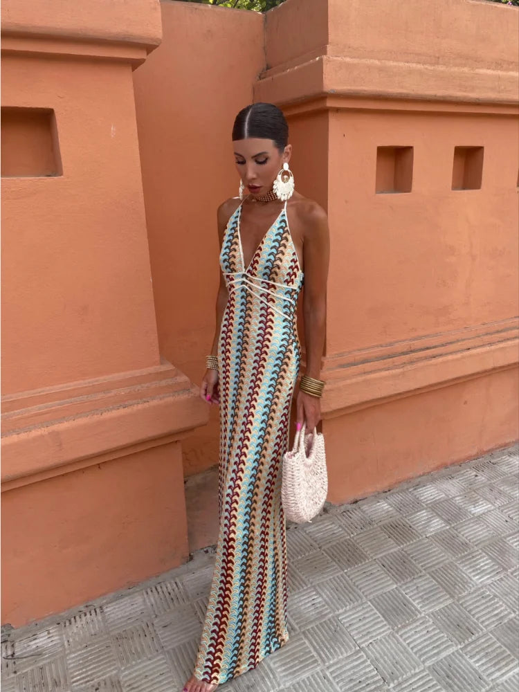 Naama-Lee™ | Backless V-Neck Maxi Dress