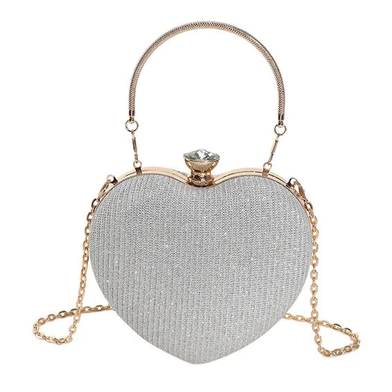 Glossy Heart-Shaped Metal Purse