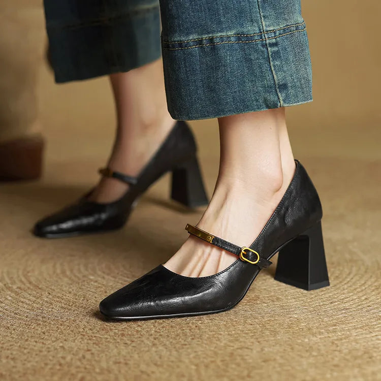 Maela Genuine Leather Heels