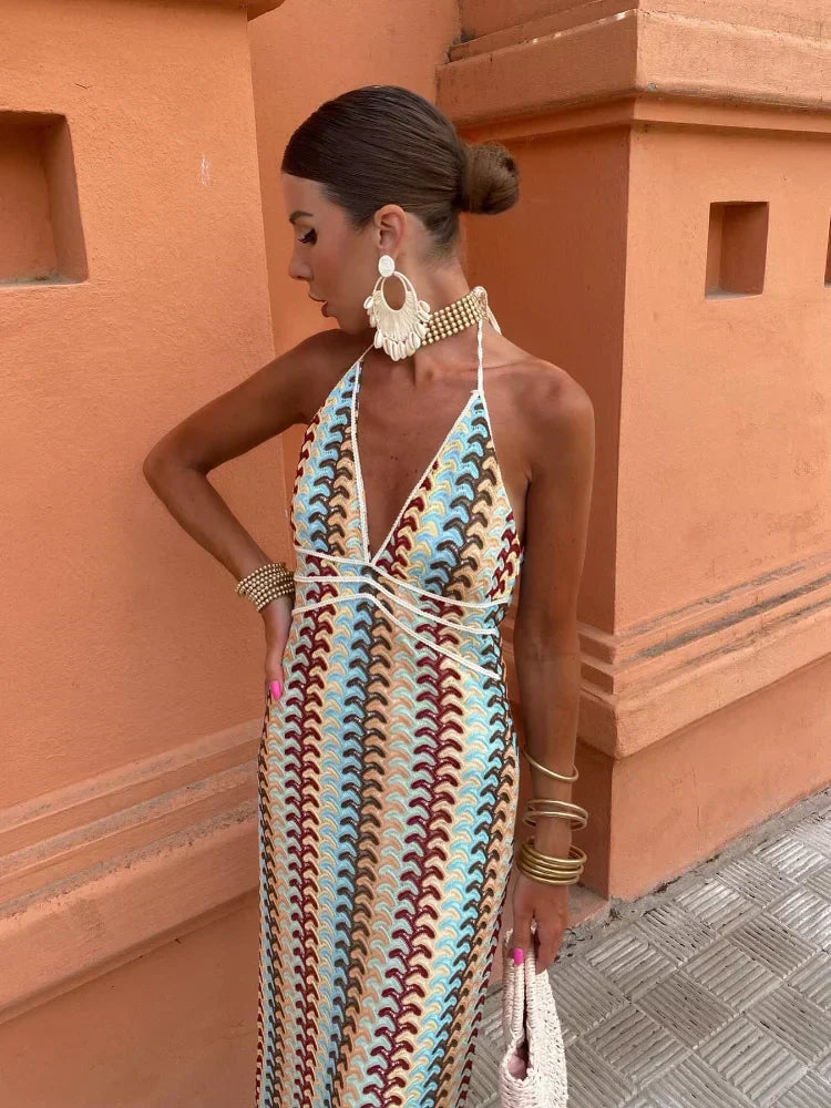 Naama-Lee™ | Backless V-Neck Maxi Dress