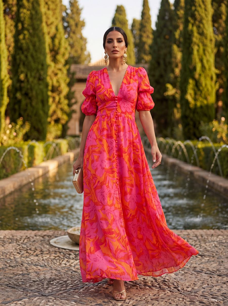 Sienna | Floral V-Neck Maxi Dress