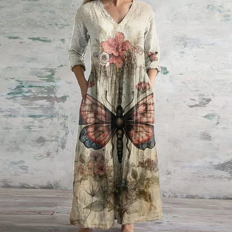 KRISTEN | ELEGANT RETRO TUMMY-COVERAGE MAXI DRESS