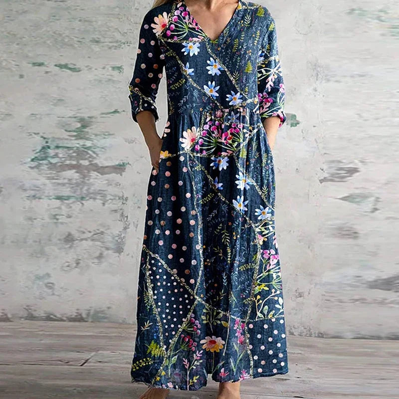 KRISTEN | ELEGANT RETRO TUMMY-COVERAGE MAXI DRESS