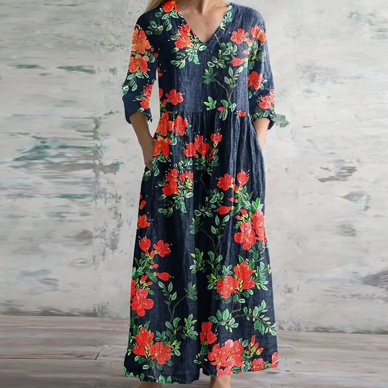 KRISTEN | ELEGANT RETRO TUMMY-COVERAGE MAXI DRESS