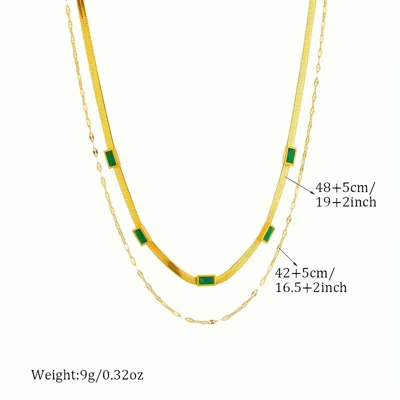 Lucia Double-Layer Emerald Necklace