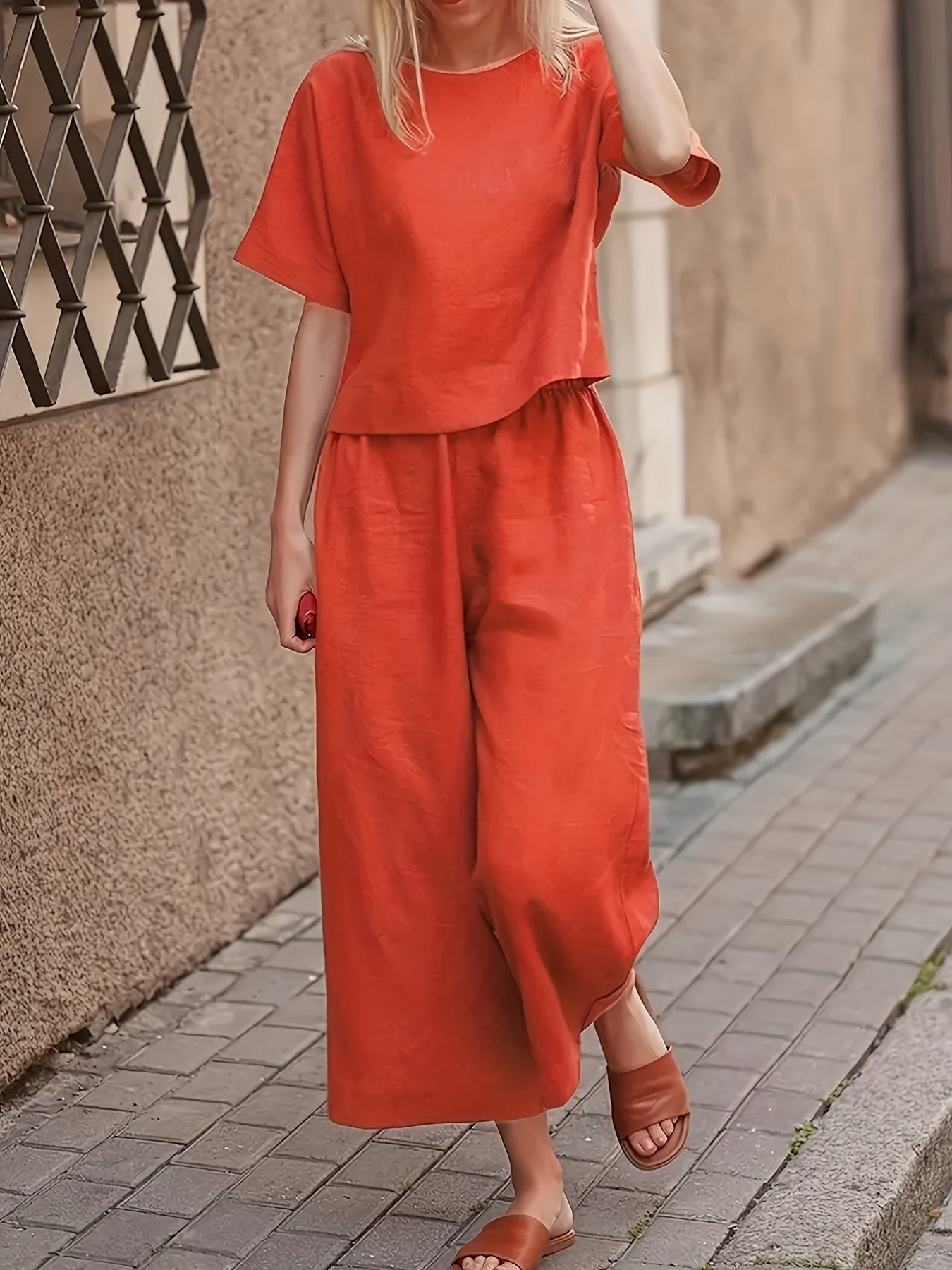 Camille | Linen-Blend Wide Leg Two-Piece Set