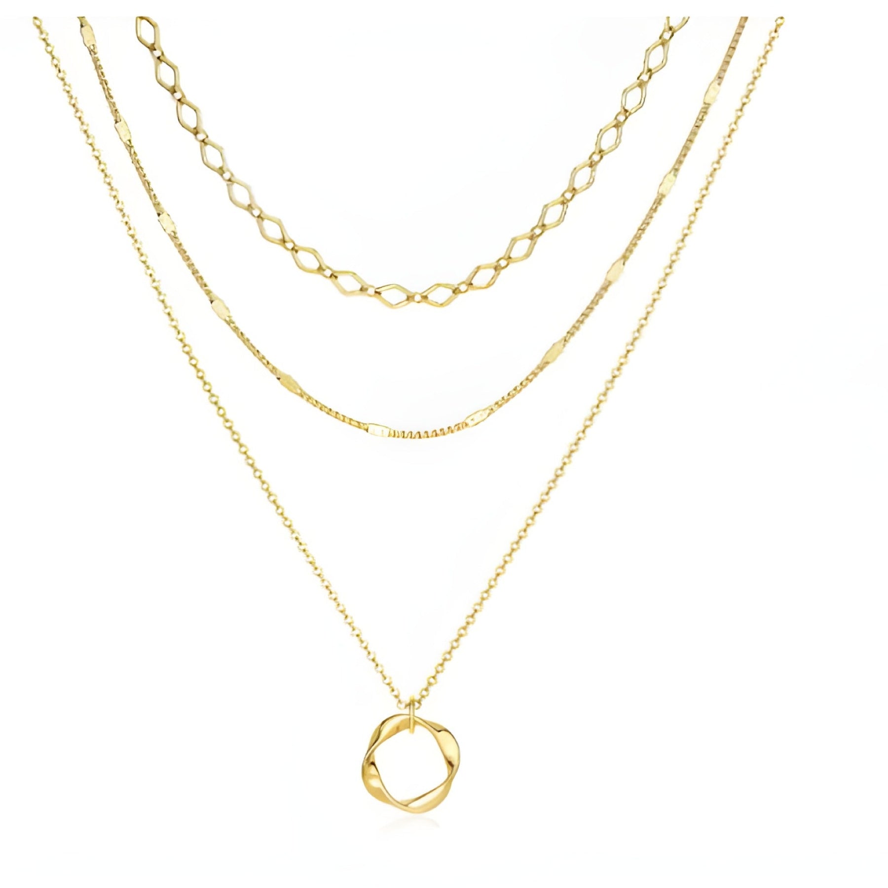 Subtle Three-Row Gold Necklace
