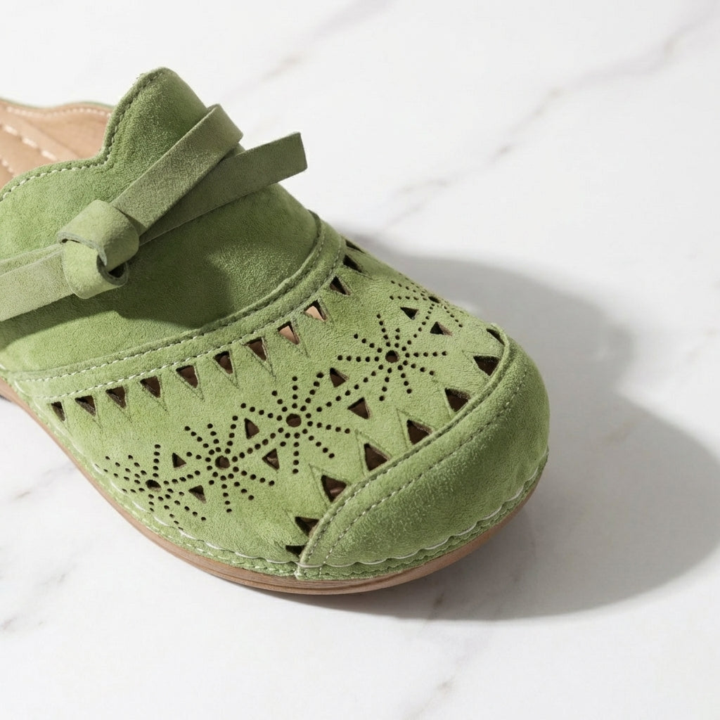 Patricia - Bow Hollow Out Flat Mules