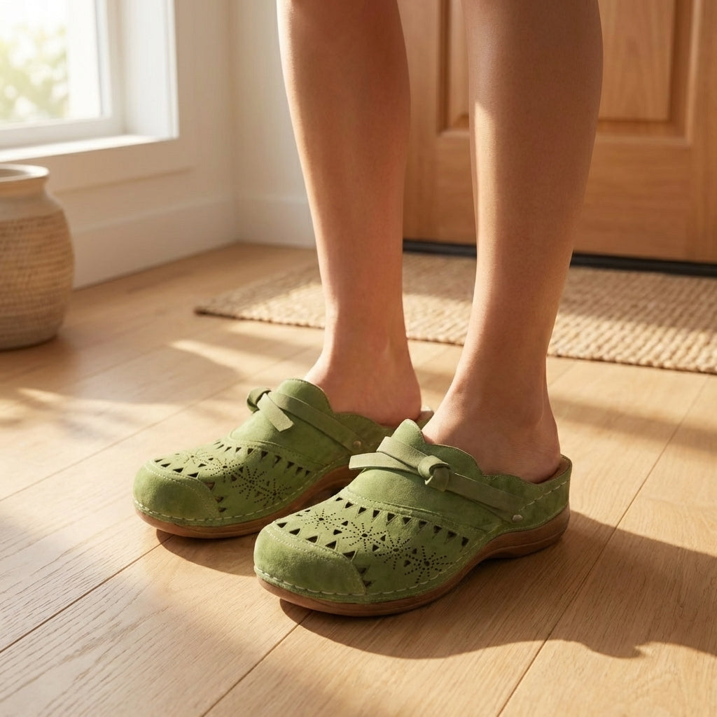 Patricia - Bow Hollow Out Flat Mules