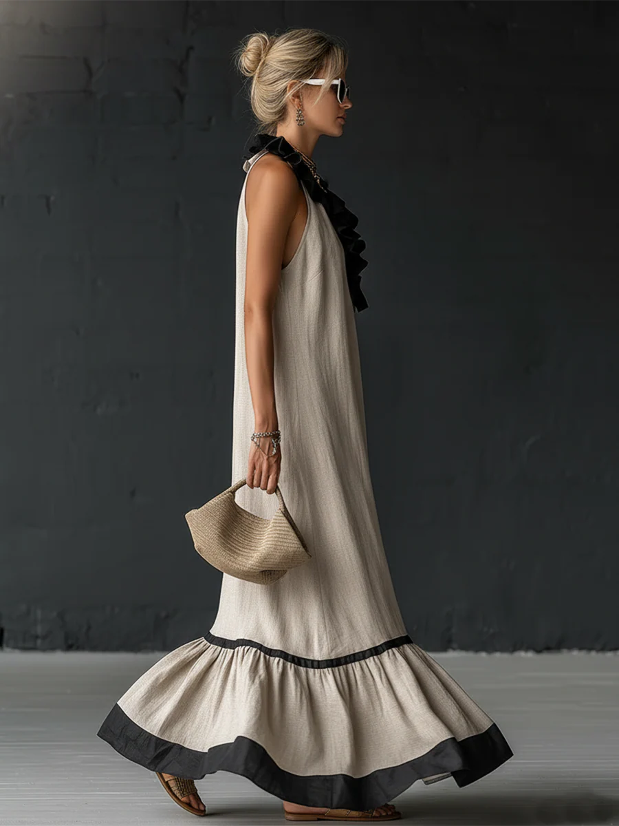 Nathalie | long dress with ruffles