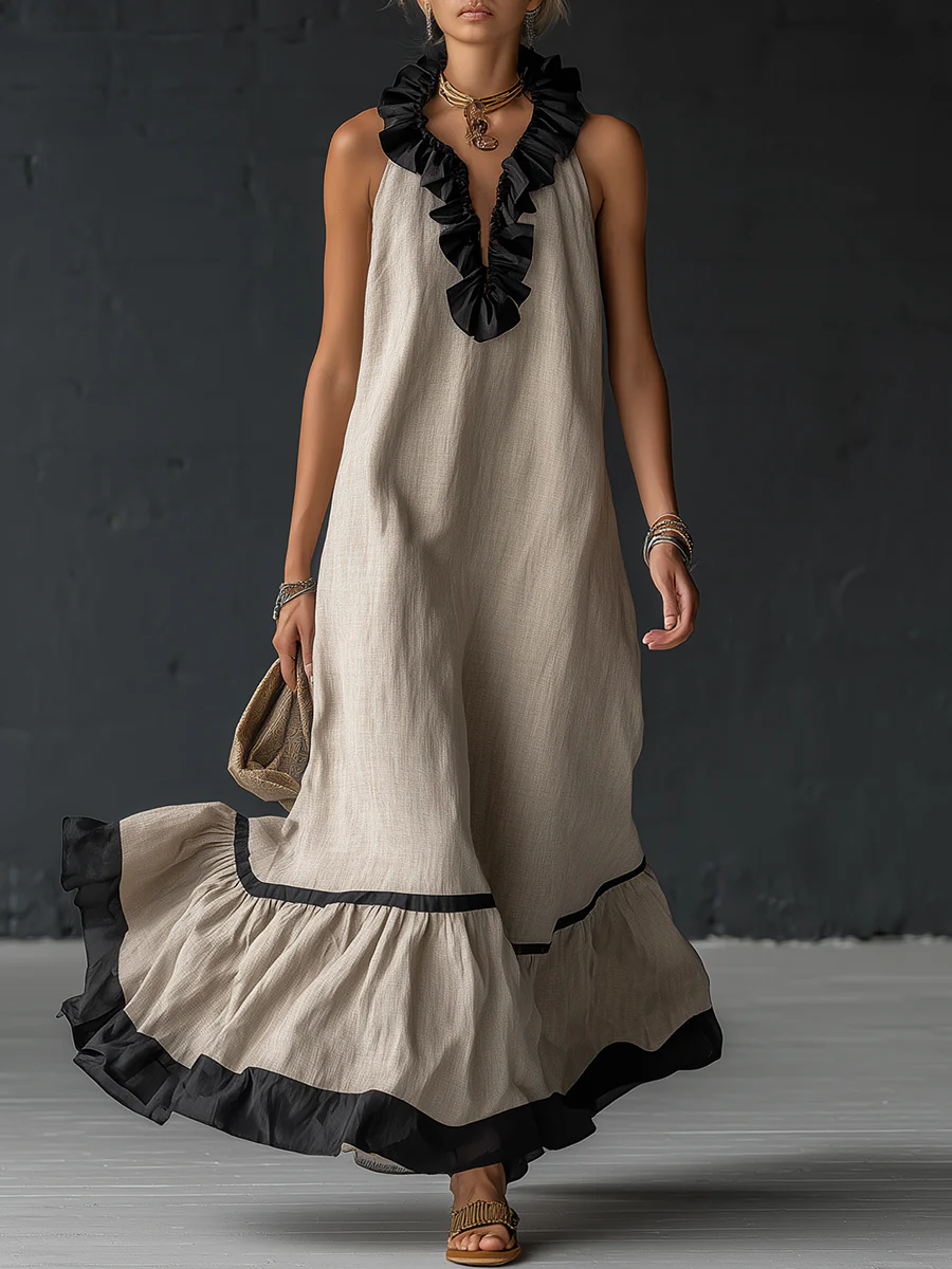 Nathalie | long dress with ruffles