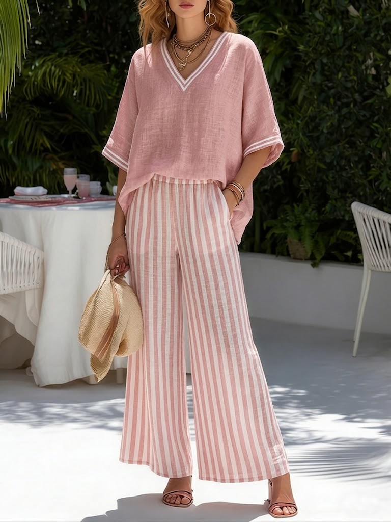Amélia | Striped Linen Set