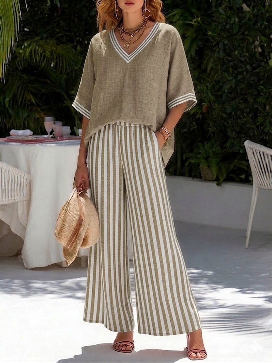 Amélia | Striped Linen Set
